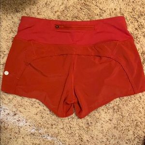 Red 4” Lululemon shorts